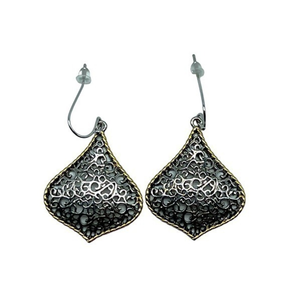 NEW REAL SIMPLE drop dangle open mesh pattern gold and silver fashion ea…